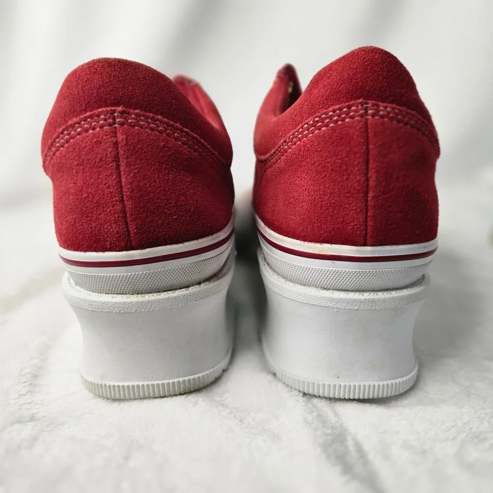 Skechers Jammers Heritage Red Suede Platform Sneakers Womens 10 Retro 74360